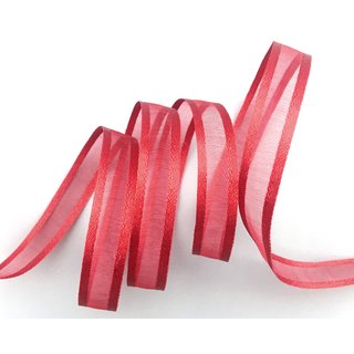 50 m x 10 mm Chiffonband mit Satin Kante ROT DUNKELROT (67) Chiffon Dekoband Schleifenband Geschenkband ohne Draht Organza