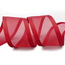 25 m x 38 mm Chiffonband mit Satin Kante ROT DUNKELROT...