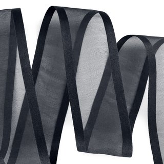 25 m x 38 mm Chiffonband mit Satin Kante SCHWARZ (09) Chiffon Dekoband Schleifenband Geschenkband ohne Draht Organza