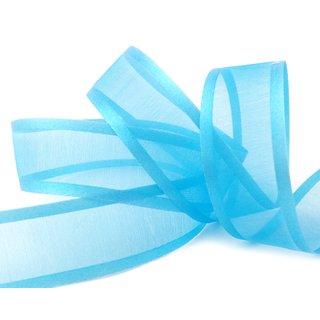 25 m x 25 mm Chiffonband mit Satin Kante TRKIS (72) Chiffon Dekoband Schleifenband Geschenkband ohne Draht Organza