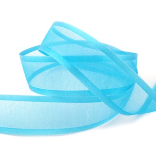 25 m x 25 mm Chiffonband mit Satin Kante TRKIS (72) Chiffon Dekoband Schleifenband Geschenkband ohne Draht Organza