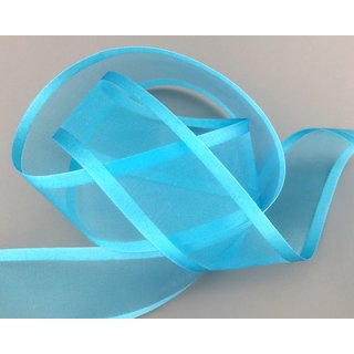 25 m x 38 mm Chiffonband mit Satin Kante TRKIS (72) Chiffon Dekoband Schleifenband Geschenkband ohne Draht Organza