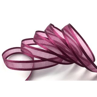 50 m x 10 mm Chiffonband mit Satin Kante WEINROT BURGUND (68) Chiffon Dekoband Schleifenband Geschenkband ohne Draht Organza