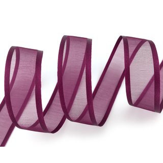 25 m x 25 mm Chiffonband mit Satin Kante WEINROT BURGUND (68) Chiffon Dekoband Schleifenband Geschenkband ohne Draht Organza