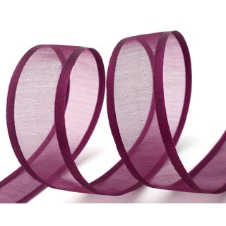 25 m x 25 mm Chiffonband mit Satin Kante WEINROT BURGUND (68) Chiffon Dekoband Schleifenband Geschenkband ohne Draht Organza