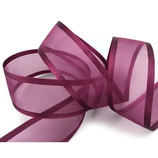 25 m x 38 mm Chiffonband mit Satin Kante WEINROT BURGUND (68) Chiffon Dekoband Schleifenband Geschenkband ohne Draht Organza