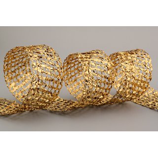 3 m x 50 mm Dekoband GLANZ GITTER GOLD Geschenkband Karo...