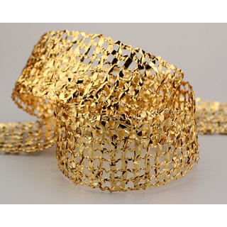 3 m x 50 mm Dekoband GLANZ GITTER GOLD Geschenkband Karo Dekoration glnzend Metallic