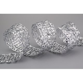 3 m x 50 mm Dekoband GLANZ GITTER SILBER Geschenkband Karo Dekoration glnzend Metallic