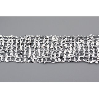3 m x 50 mm Dekoband GLANZ GITTER SILBER Geschenkband Karo Dekoration glnzend Metallic
