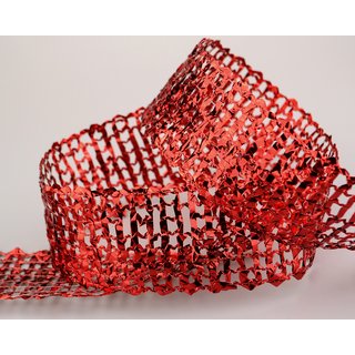 3 m x 50 mm Dekoband GLANZ GITTER ROT Geschenkband Karo Dekoration glnzend Metallic