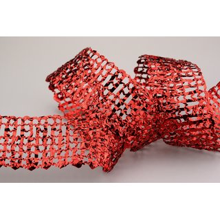 3 m x 50 mm Dekoband GLANZ GITTER ROT Geschenkband Karo Dekoration glnzend Metallic