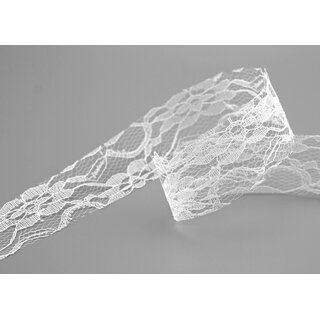 3 m x 40 mm Spitzenband LAURA WEISS Dekoband Spitze Polyester Vintage Hochzeit Tllspitze