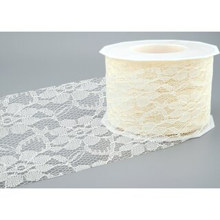 3 m x 72 mm Spitzenband LAURA CREME Ivory Dekoband Spitze Polyester Vintage Hochzeit Tllspitze