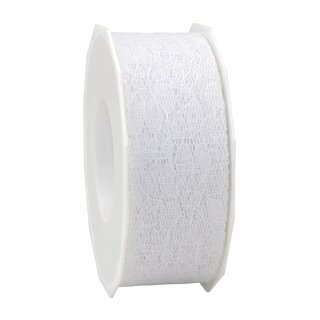 25 m x 40 mm Spitzenband LAURA WEISS Dekoband Spitze...