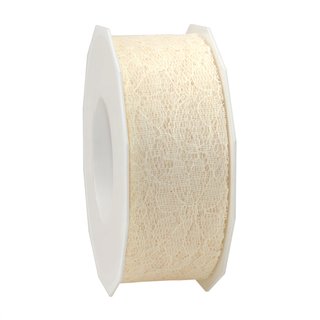 25 m x 40 mm Spitzenband LAURA CREME Ivory Dekoband...