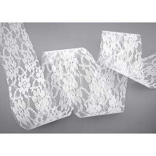 25 m x 72 mm Spitzenband LAURA WEISS Dekoband Spitze Polyester Vintage Hochzeit Tllspitze