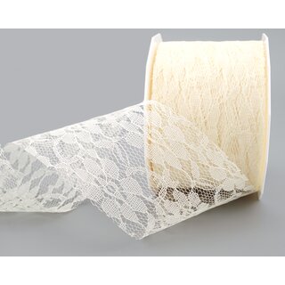 25 m x 72 mm Spitzenband LAURA CREME Ivory Dekoband...