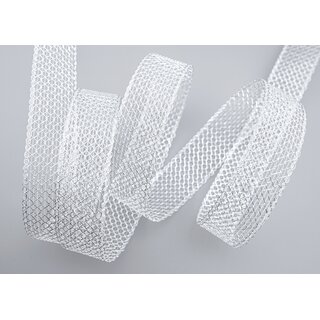 3 m x 25 mm Spitzenband JANE SILBER Gitterband Netzband Drahtband Geschenkband Spitze