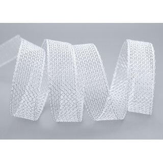 3 m x 25 mm Spitzenband JANE SILBER Gitterband Netzband Drahtband Geschenkband Spitze