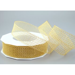 20 m x 25 mm Spitzenband JANE GOLD Gitterband Netzband...