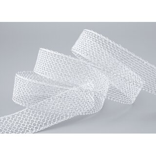 20 m x 25 mm Spitzenband JANE SILBER Gitterband Netzband Drahtband Geschenkband Spitze