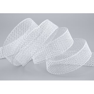 20 m x 25 mm Spitzenband JANE SILBER Gitterband Netzband Drahtband Geschenkband Spitze