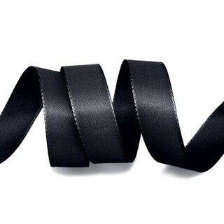 Dekoband TAFTBAND 3 m x 25 mm SCHWARZ Geschenkband Stoffband Taft Visco