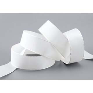 Dekoband TAFTBAND 3 m x 25 mm WEISS Geschenkband Stoffband Taft Visco