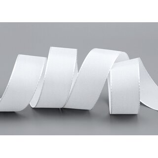 Dekoband TAFTBAND 3 m x 25 mm WEISS Geschenkband Stoffband Taft Visco