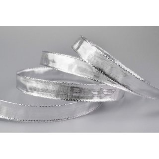 3 m x 15 mm Dekoband GLOSSY SILBER Glanzband metallic Schleifenband mit Draht glnzend Weihnachten