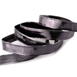 3 m x 15 mm Dekoband GLOSSY ANTHRAZIT Glanzband metallic Schleifenband mit Draht glnzend Weihnachten