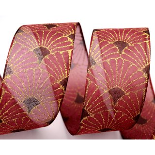 3 m x 40 mm Dekoband Art Nouveau BORDEAUX GOLD Geschenkband Schleifenband Deko Glanz glnzendes Weihnachten Party