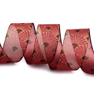 3 m x 40 mm Dekoband Art Nouveau BORDEAUX GOLD Geschenkband Schleifenband Deko Glanz glnzendes Weihnachten Party
