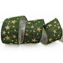 3 m x 40 mm Dekoband Country Stars DUNKELGRN Grn GOLD...
