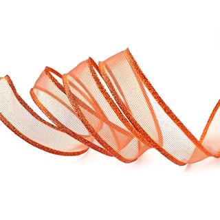3 m x 25 mm Dekoband VANCOUVER Kupfer mit Draht transparent glnzend metallic Geschenkband Schleifenband Weihnachtsband