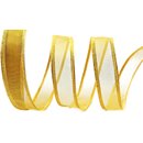 20 m x 25 mm Dekoband VANCOUVER Gold mit Draht...