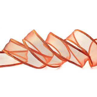 20 m x 40 mm Dekoband VANCOUVER Kupfer mit Draht transparent glnzend metallic Geschenkband Schleifenband Weihnachtsband