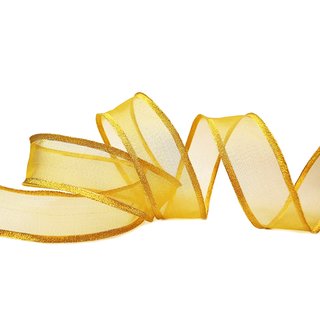 20 m x 40 mm Dekoband VANCOUVER Gold mit Draht transparent glnzend metallic Geschenkband Schleifenband Weihnachtsband