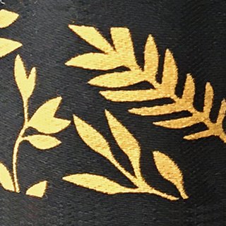 20 m x 25 mm Dekoband JANA SCHWARZ Gold doppelseitiges Satinband einseitig Bedruckt mit Pflanzen Muster Geschenkband Glanz Herbst Winter
