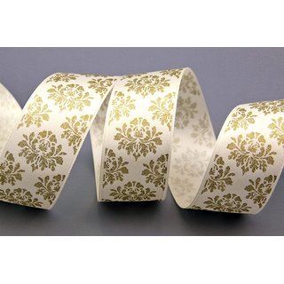 3 m x 40 mm Dekoband Golden Age CREME Gold Satinband...