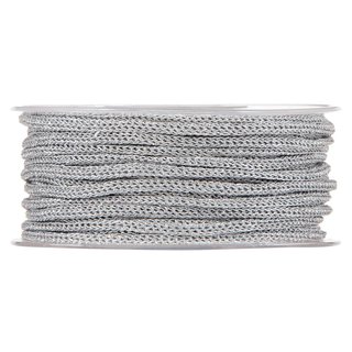 50 m x 5 mm Metallkordel SILBER Metallschnur Metallgarn Kordel Metal Cord Kette Metallkette Weihnachten