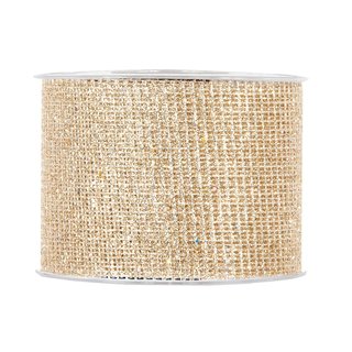 10 m x 60 mm Tllband Gold Netzband mit Glitzer Glanz breites glanzendes Gitterband transparent Glitter Lurex Weihnachten