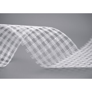 3 m x 80 mm Netzband Weiss aus Baumwolle Natur Cotton Gitterband breites Floristik Band Dekoband Karo Gitter dekoratives