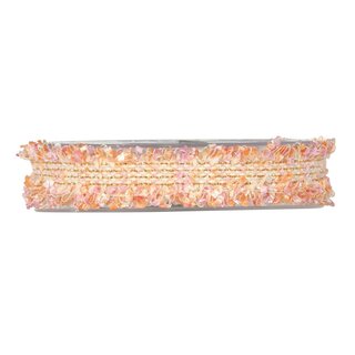 5 m x 25 mm Fransenband APRICOT Gold Streifen Dekoband mit Fransenborte Fransenrand Fluse Rosa Schleifenband Flechtwerk Annhen