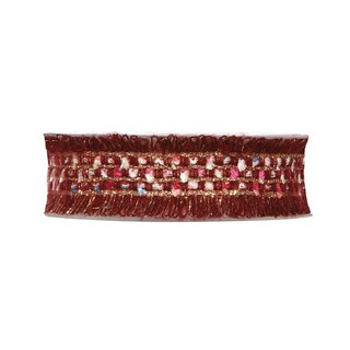 5 m x 30 mm Fransenband BORDEAUX Gold Streifen Dekoband mit Fransenborte Fransenrand Fluse Schleifenband Flechtwerk Annhen