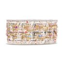 5 m x 40 mm Dekoband Boucle WEISS Gold Band Gewebt...