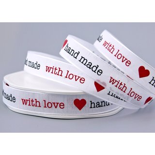 15 m x 15 mm Dekoband Handmade with Love Geschenkband...