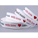 15 m x 15 mm Dekoband Handmade with Love Geschenkband...