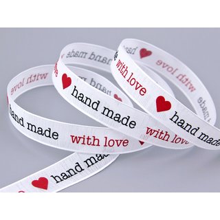 3 m x 15 mm Dekoband Handmade with Love Geschenkband...